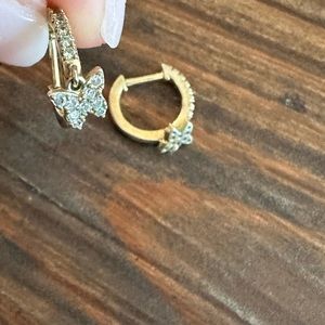 Gold and silver butterfly earrings